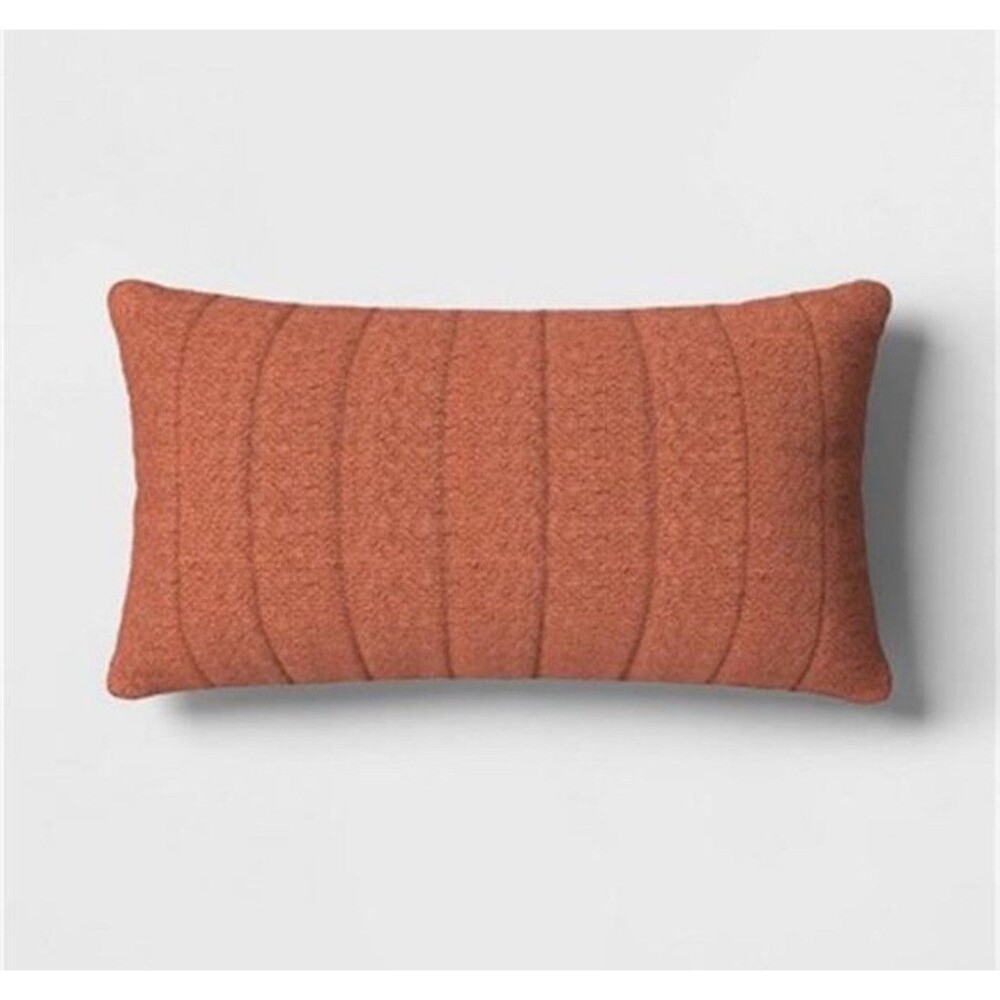 Oversized Channeled Boucle Lumbar Throw Pillow - Burgandy - Threshold